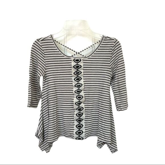 𝅺❤️ KNITWORKS Striped Fishtail Hem Top Size S ❤️ - Picture 1 of 8